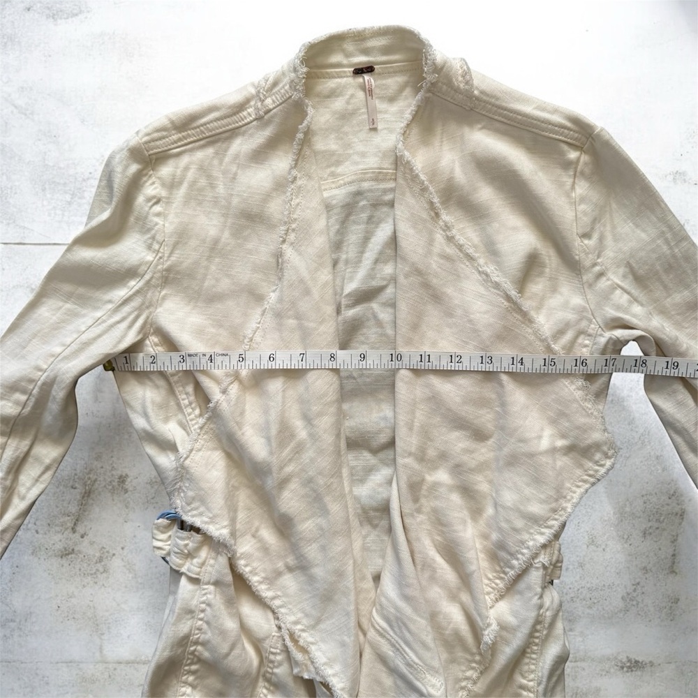 Free People Rae Femme Linen Jacket Ivory Raw Edge Size S - Picture 10 of 12